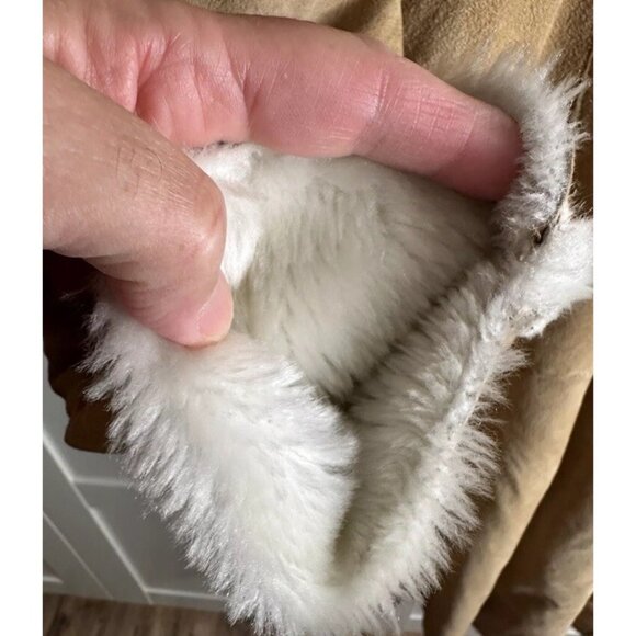 VTG Y2k Penny Lane Suede Leather Afghan Shearling Long Coat Hippie Boho Chic 6 - Picture 11 of 16